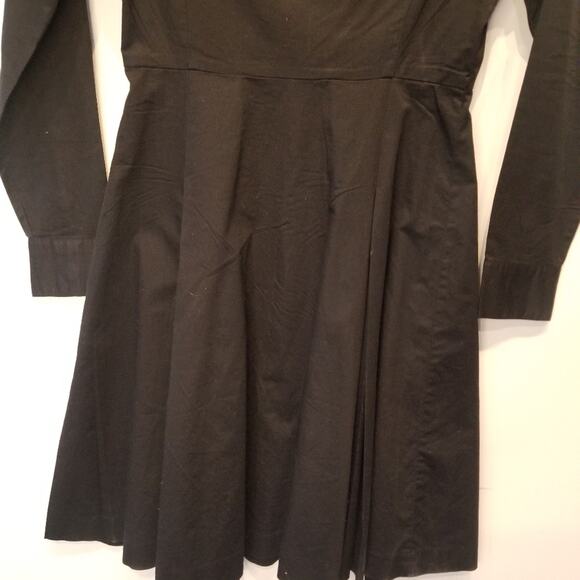 The Limited Black Button Front Skater Dress Collared Long Sleeve Size 0 - Picture 3 of 13